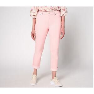 Martha Stewart Size Petite 8 Pink Rolled Hem Ankle Jeans A681975 Washed One Time